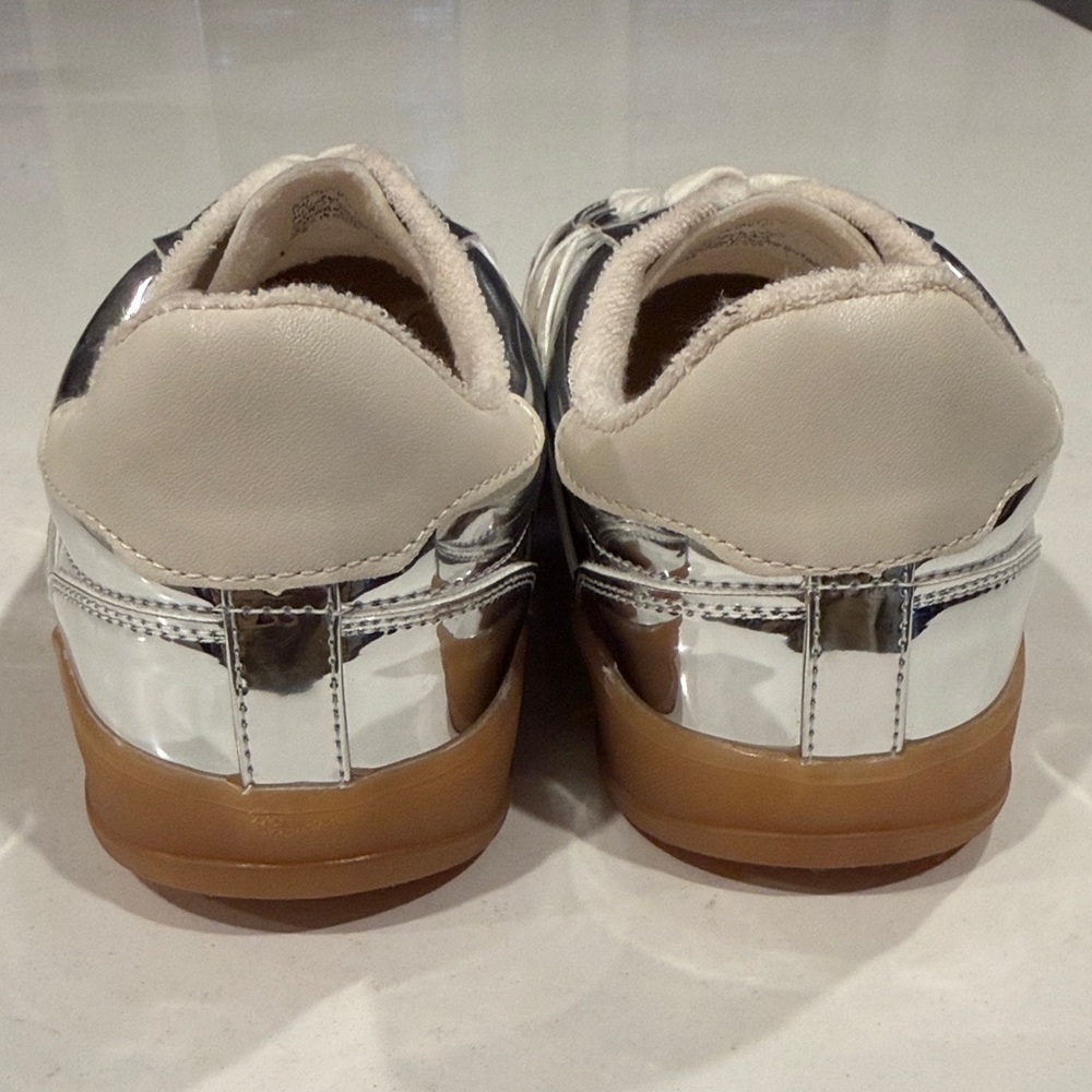 Madden Girl Silver Metallic Lace-Up Athletic Sneakers - Picture 4 of 8